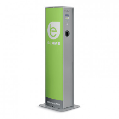 Caricabatterie per Auto Elettrica SCAME OCPP 22kW Trifase Torre con 2 Prese 204.CA23B-T2T2A