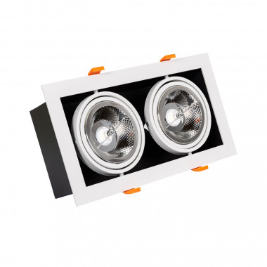 Foco Downlight LED 15 W Direccionable Cuadrado Doble AR111 Corte 325x165 mm