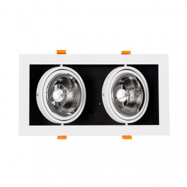Prodotto da Downlight LED 30W Orientabile Kardan Quadrato Doppio AR111 Foro 325x165 mm