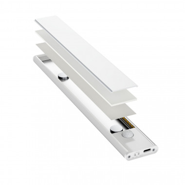 Produit de Barre LED pour Armoire Bas de Meuble 40cm avec Détecteur de Mouvement et Batterie Rechargeable USB C