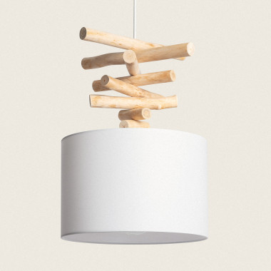 Bredbo Wood & Fabric Pendant Lamp
