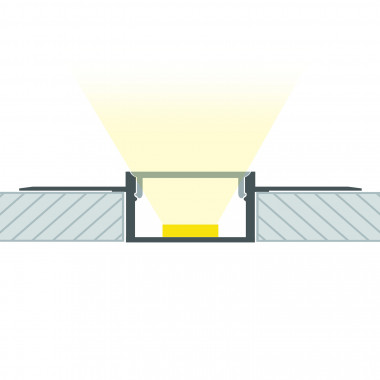 Profilo Alluminio Incasso Cartongesso / Pladur 2m per Striscia LED Doppia