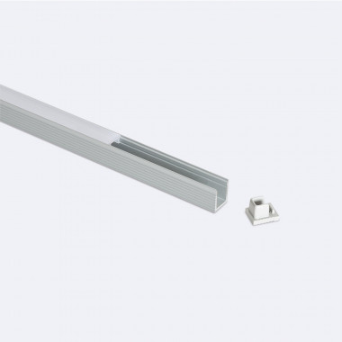 Perfil de Aluminio Superficie 2m con Tapa Translúcida para Tiras LED hasta 6 mm