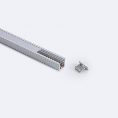Perfil de Aluminio Empotrable 2m Perfil Bajo con Tapa Translúcida para Tiras LED hasta 6 mm
