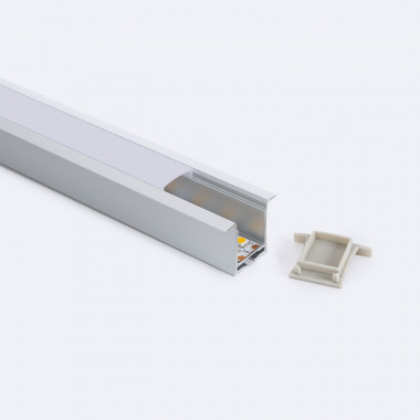 Profilo da Incasso in Alluminio da 2 m con Copertura Continua per Strisce LED fino a 19 mm