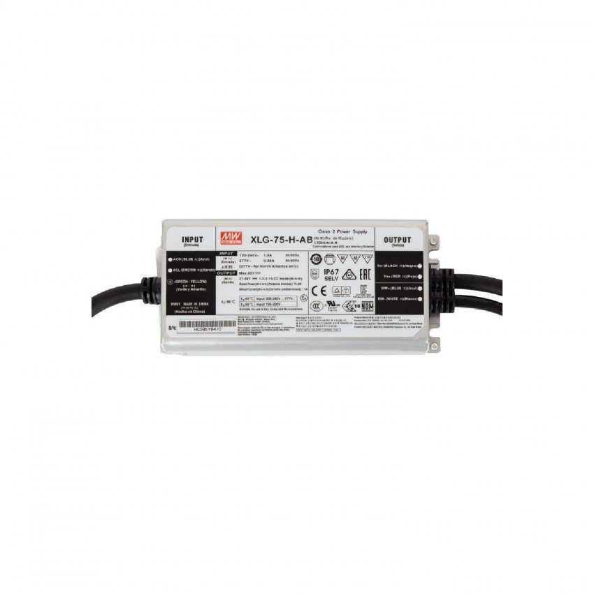 Product of 75W 27-56V Output 100-240V 1300-2100mA IP67 MEAN WELL Driver XLG-75-H-AB