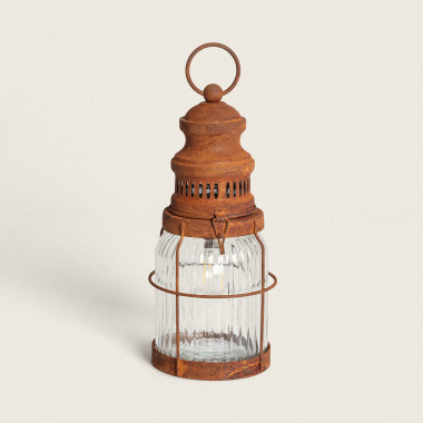 Rusty Lantern Metal LED Table Lamp