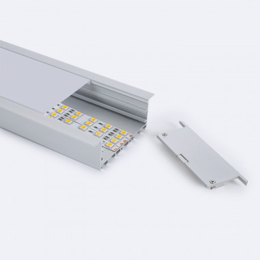 2m Large Aluminium Recessed Profile for LED Strips up to 60 mm