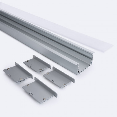 Product van Inbouw Profiel Aluminium 2m met doorlopende cover voor LED Strips tot 45mm  