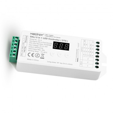 Product LED Dimmer Controller DL-X DALI 5 in 1 DT8 für LED-Streifen Einfarbig/CCT/RGB/RGBW/RGBWW 12/24V DC MiBoxer