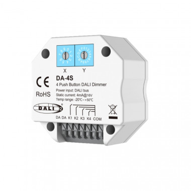 4-Channel DALI Dimmer Compatible with 4 Push buttons