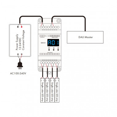 Product van Dimmer 4-kanaals DALI  LED strip voor DIN rail