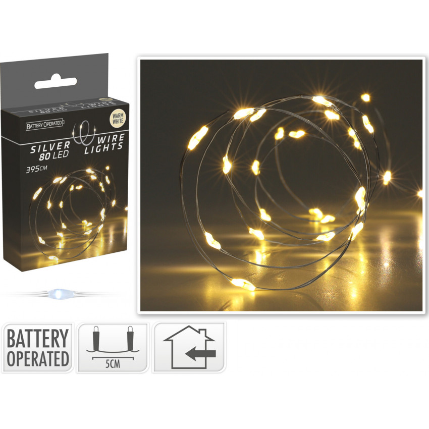 Product van LED Licht Slinger IJzerdraad op Batterijen 4m Warm Wit