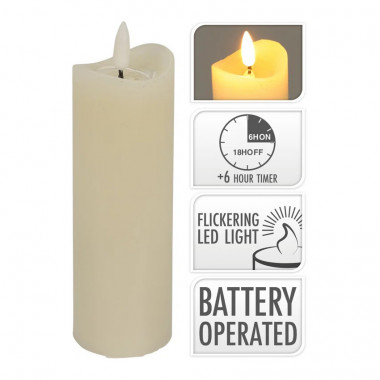12.5cm Natural Wax LED Candle with Battery