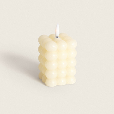 8.8cm Square Natural Wax LED Candle Battery Operated