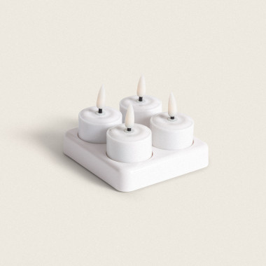 Pack of 4 Mini Hanly LED Candles with Rechargeable Battery USB Base