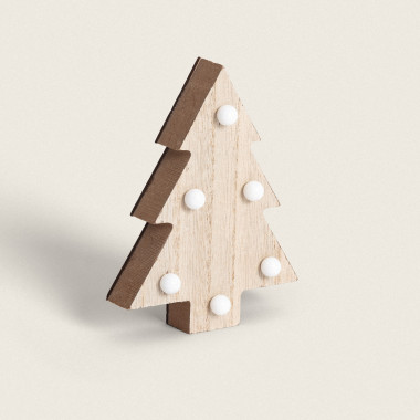 LED-Weihnachtsfigur aus Holz mit Batterie Baum
