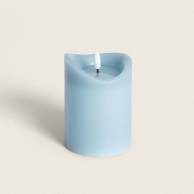 Blue Natural Wax LED Candle with Battery 12.5cm