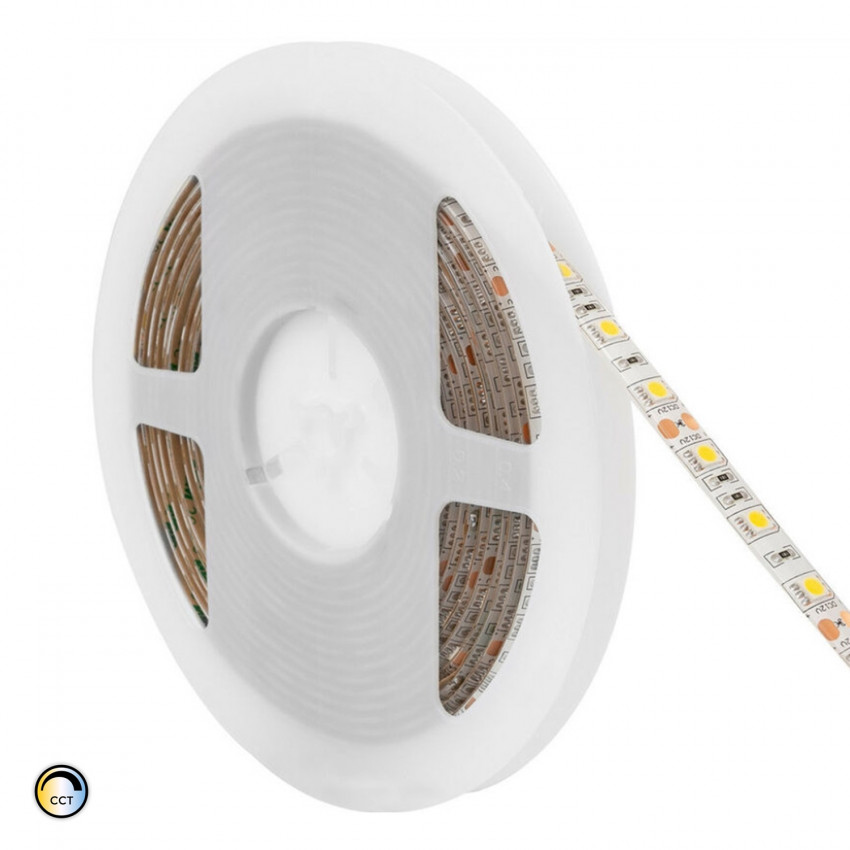 Product of 5m 12V DC SMD2835 CCT LED Strip 120LED/m 10mm Wide Cut at Every 5cm IP65