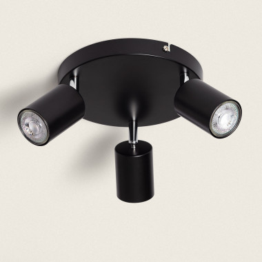 Albus Black 3 Spotlight Metal Round Directional Ceiling Lamp