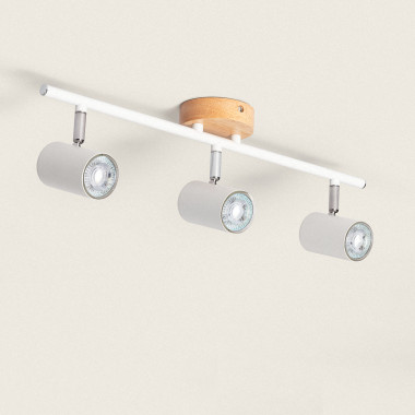 Plafonnier Orientable Bois et Métal 3 Spots Albus