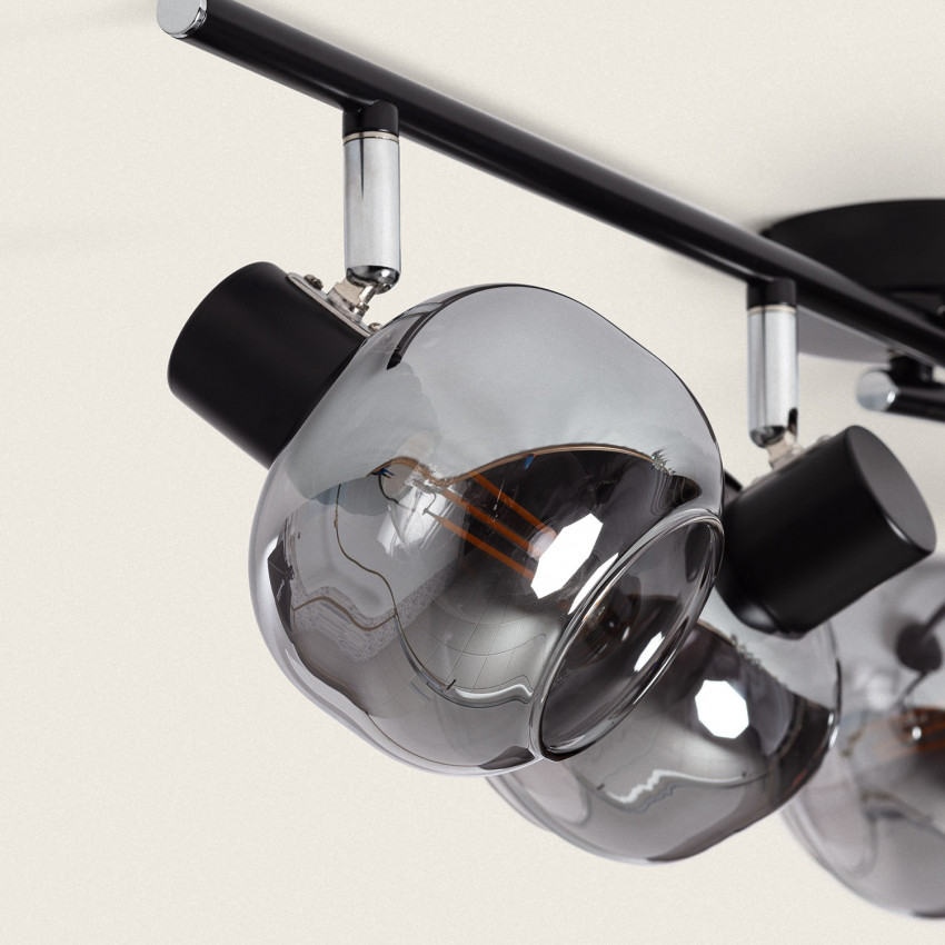 Product van Plafondlamp Verstelbaar Metaal en Glas 4 Spots Romsy