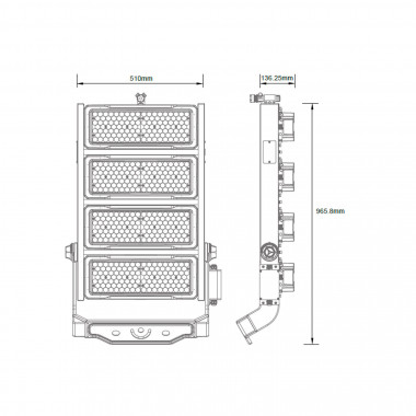Product van Stadion Schijnwerper LED 1200W Profesioneel LUMILEDS 170lm/W IP66 INVENTRONICS Dimbaar 0-10 V