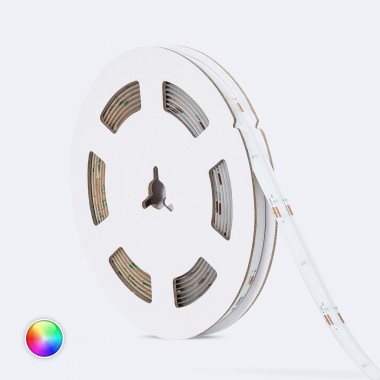 Ruban LED RGB 24V DC COB 420 LED/m 5m IP20 CRI90 Largeur 10mm Coupe 5 cm