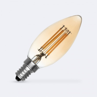 Lampadina Filamento LED E14 C35 6W 720 lm Regolabile Candela Gold