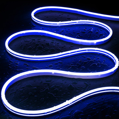 Neon LED Strip  48V DC 120 LED/m Blauw IP65 te knippen om de 5 cm