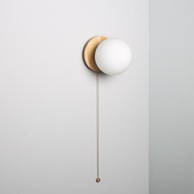 Gold Orbit Wood and Glass Wall Light
