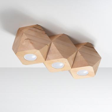 Plafondlamp Woody 3 Hout SOLLUX