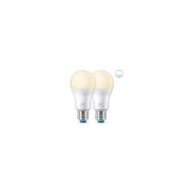 Pack 2 st Slimme LED Lampen E27 8W 806 lm A60 WiFi  + Bluetooth  Dimbaar WIZ