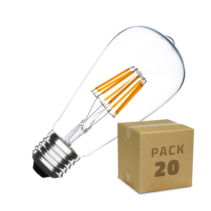 Product van Doos met 20St LED Lampen E27 Dimbare Big Lemon ST64 5,5W Filament Warm Wit