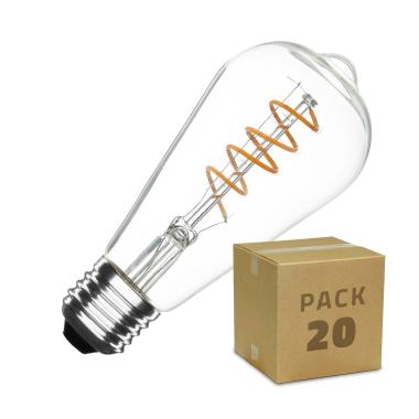 Doos met 20St LED Lampen Filament Dimbaar 4W ST64 Spiraalvorm Gold Big Lemon  Warm Wit