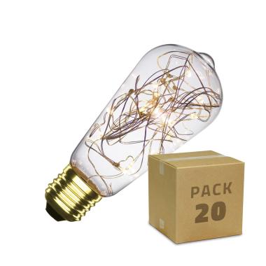 Box da 20 Lampadine LED E27 Filamento Fairy Lights Lemon ST58 1W Bianco Caldo