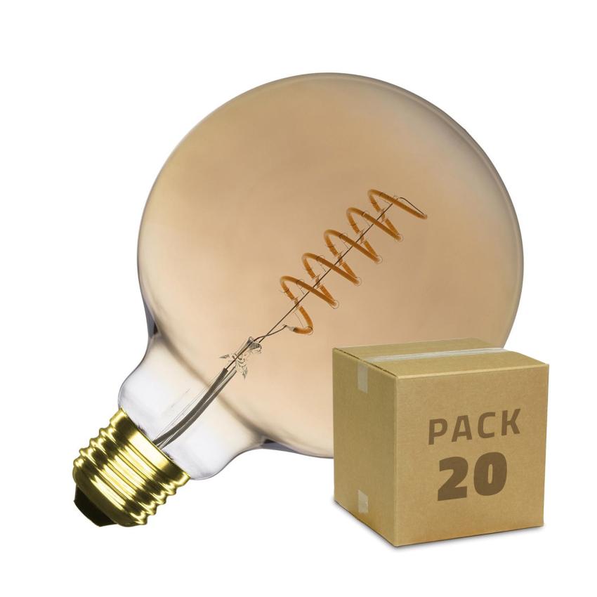 Prodotto da Box da 20 Lampadine LED E27 Regolabile Filamento Spirale Gold Supreme G125 4W Bianco Caldo