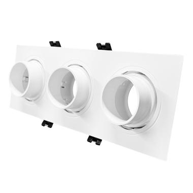 Downlight Ring Vierkant Kantelbaar met Laag UGR voor drie LED Lampen GU10 / GU5.3 Zaagmaat 75x235 mm Suefix