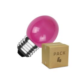 Product Pack of 4u 3W E27 G45 Pink LED Bulbs 300lm 