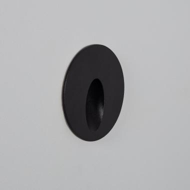 3W Boiler Recessed Round Outdoor LED Wall Light in Black