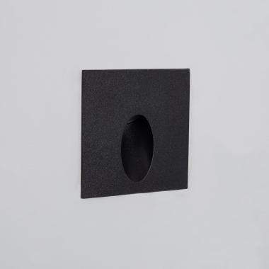 3W Ellis Square Recessed Outdoor Wall Light in Black