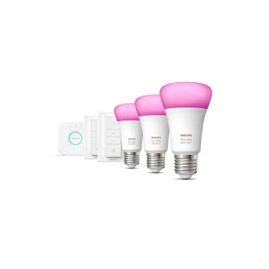 Starter Kit 3 Lampadine LED E27 Smart 9W White Color Hue PHILIPS