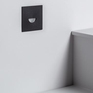 2W Guell Square Aluminium LED Wall Spotlight in Black IP65