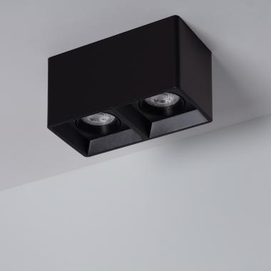 Space Square Double Ceiling Spotlight with GU10 Bulb in Black