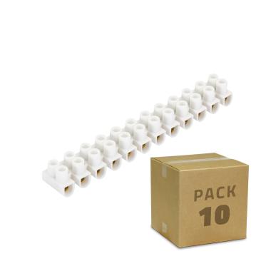 Pack of 10 Power Strip with 12 White Electrical Cable Connectors
