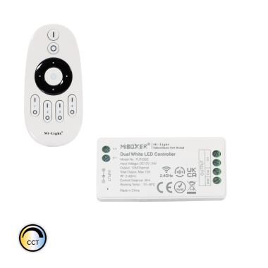 MiBoxer 12/24V DC CCT LED Dimmer Controller + 4 Zone RF Remote