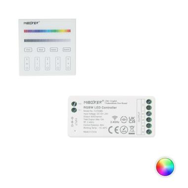 MiBoxer 12/24V DC RGBW LED Dimmer Controller + Wall Mounted 4 Zone RF Remote