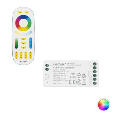 MiBoxer 12/24V DC RGBW LED Dimmer Controller + 4 Zone RF Remote