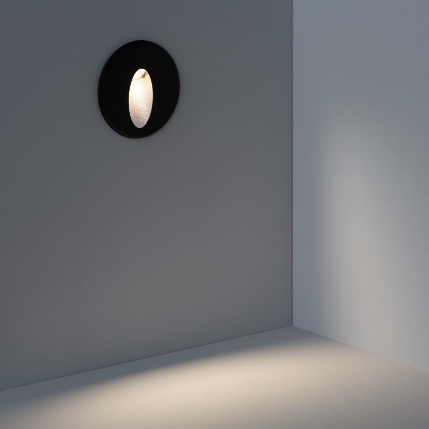 Produit de Balise LED Extérieure 3W Encastrable au Mur Ronde Bombée Wabi Noire 