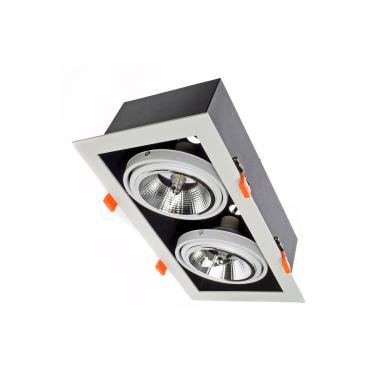 Prodotto da Downlight LED 24W Orientabile Kardan Quadrato Doppio AR111 Foro 325x165 mm